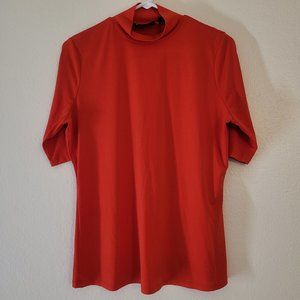 ny&c red mock turtle neck short sleeve blouse